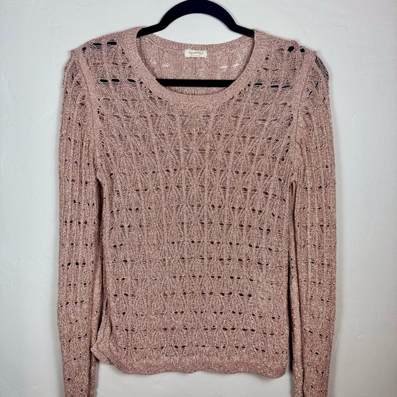 Pilcro Long-Sleeve Open-Stitch Netting Sweater Size S Sparkle - Picture 2 of 6